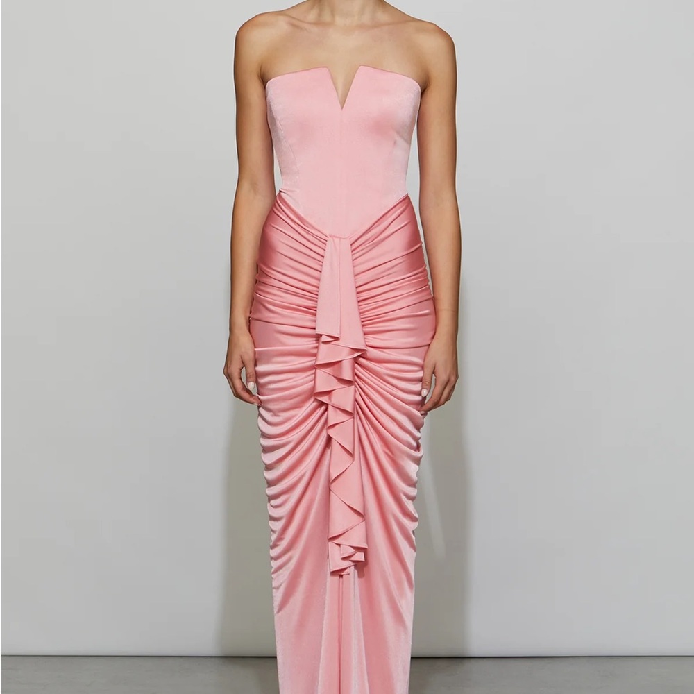 Chic Strapless Pink Maxi Dress